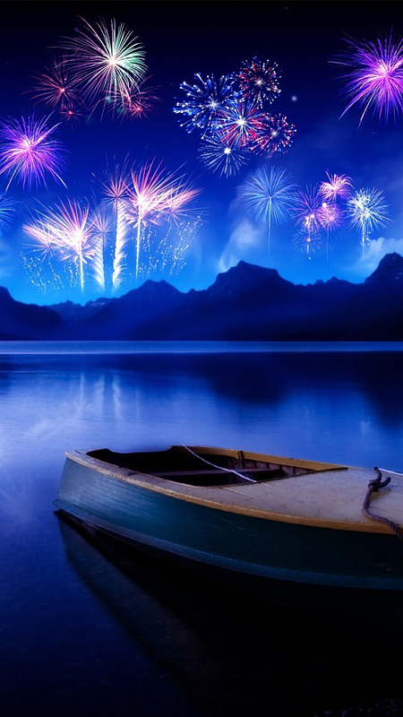 夜晚海边烟花背景图