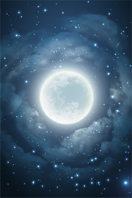 月亮星空蓝色唯美浪漫天空背景