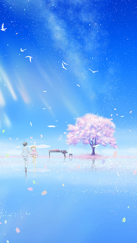 蓝色天空下的湖面清新场景h5背景元素