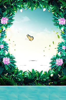绿色清新鲜花定制促销海报背景素材