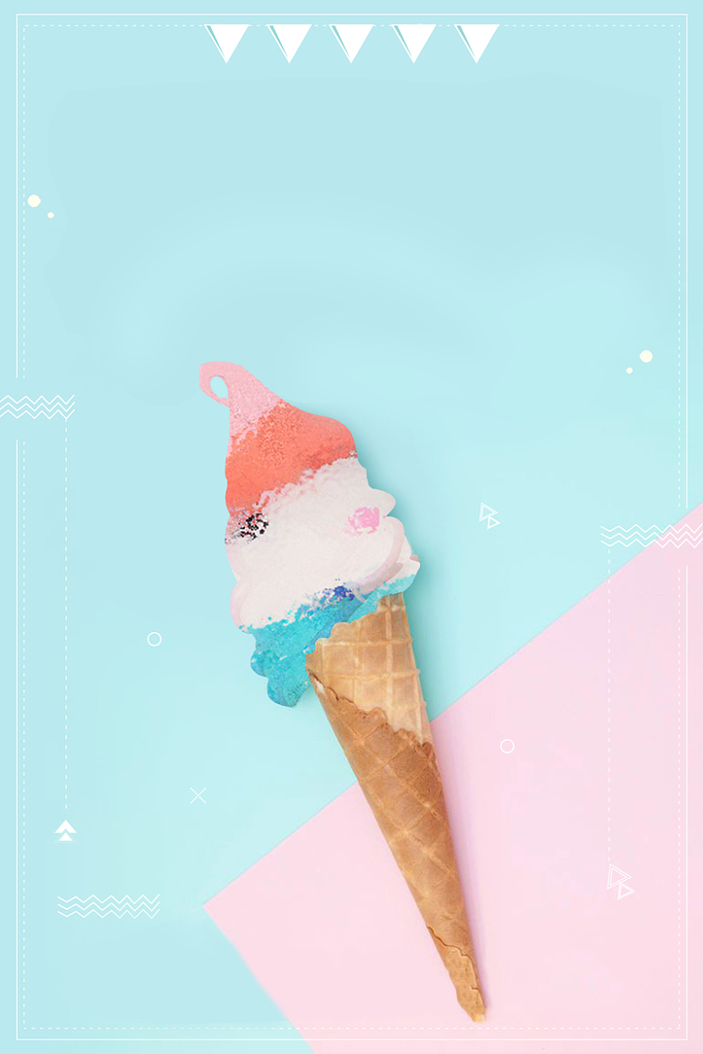 蓝色小清新冷饮冰淇淋海报设计
