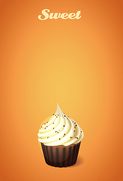 奶油纸杯蛋糕明黄色背景海报素材