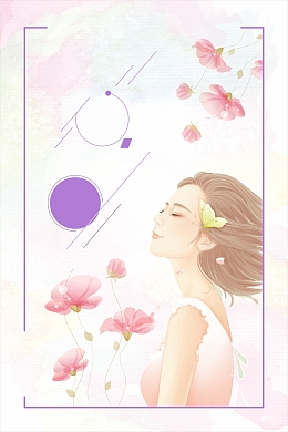 你好八月小清新浪漫女生背景