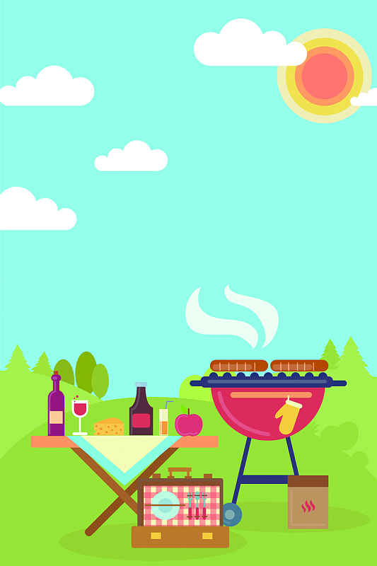 夏季户外烧烤烤肉海报背景