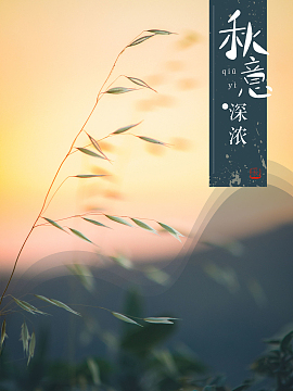唯美清新秋意正浓微信封面海报背景psd