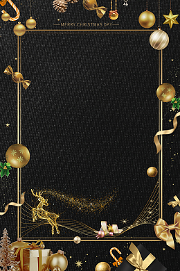 圣诞节麋鹿文艺几何黑金banner