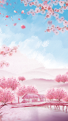 唯美桃花广告背景图
