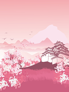 醉美樱花甜美手绘原创粉色浪漫海报