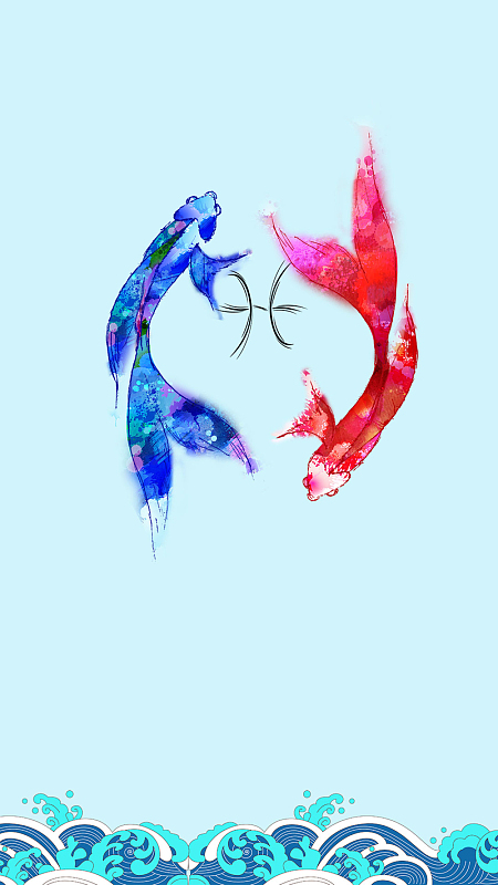 中国风十二星座双鱼时尚h5背景素材