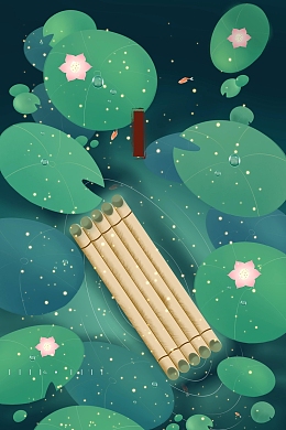 小清新大暑二十四节气海报背景