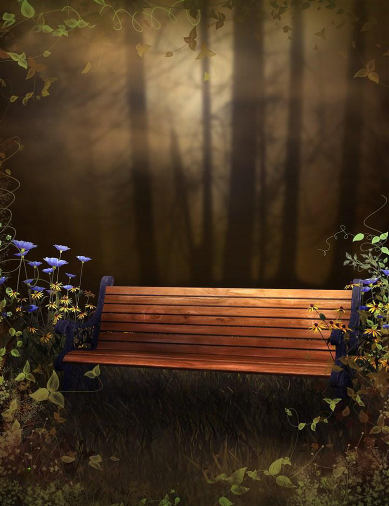 唯美公园椅子森系背景免抠素材免费下载 觅元素51yuansu Com