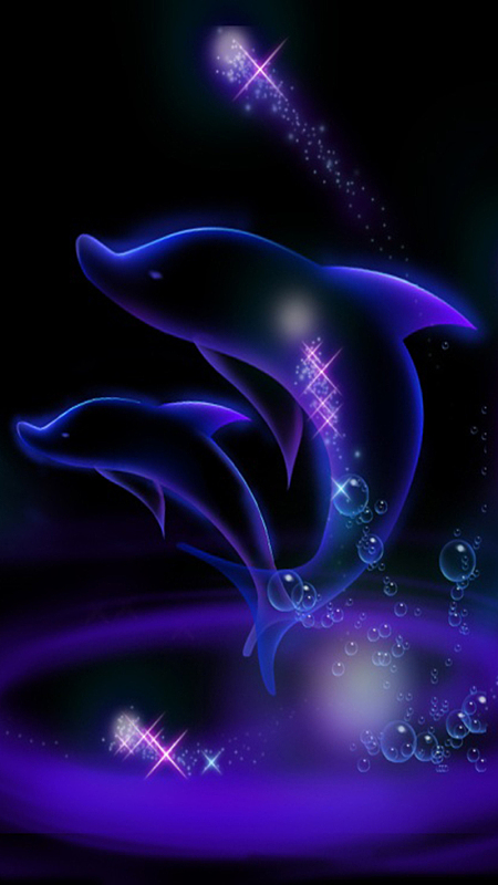 紫色星星蓝色海豚气泡h5背景素材