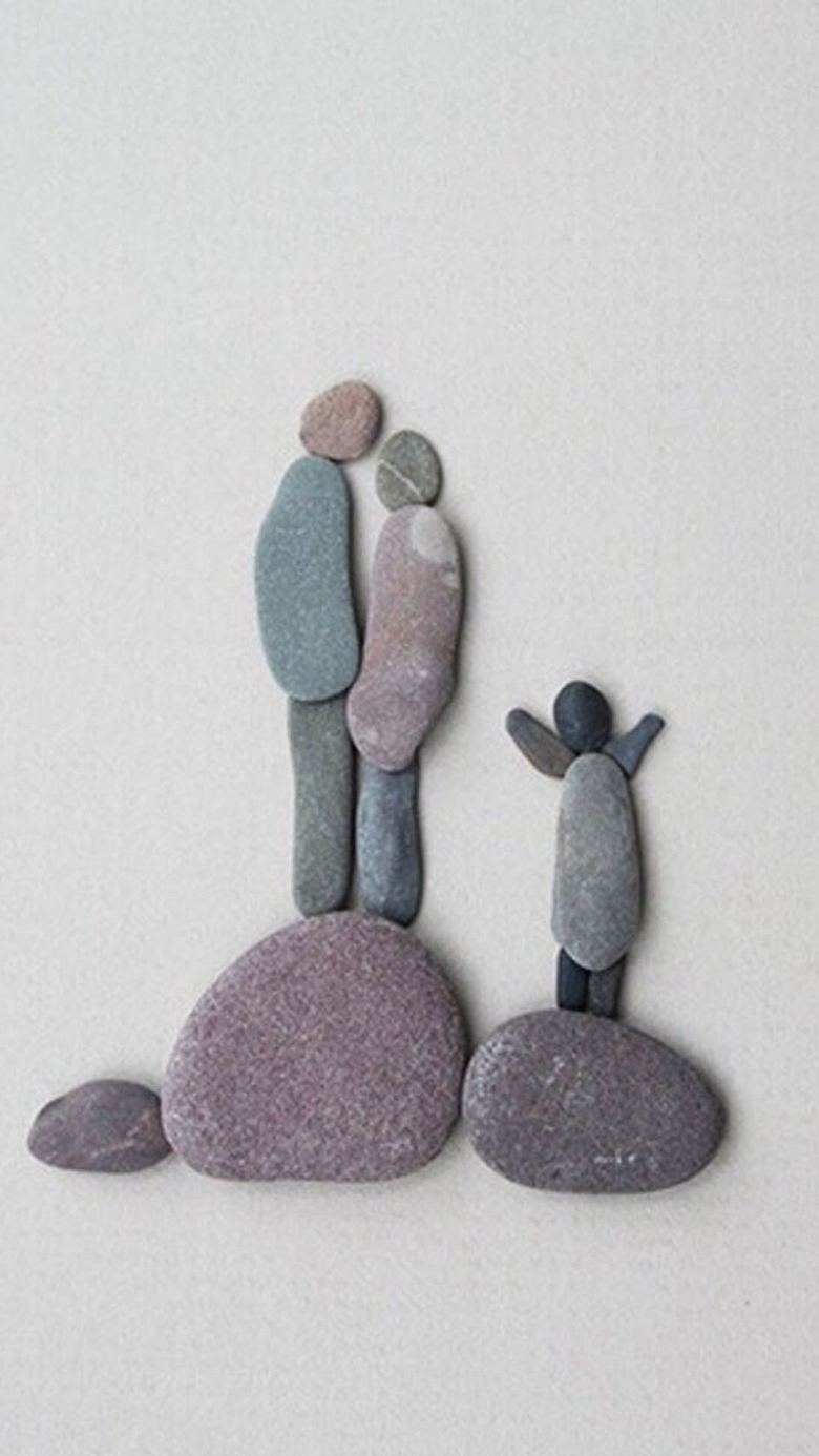 灰色文艺创意石头摆放H5背景素材