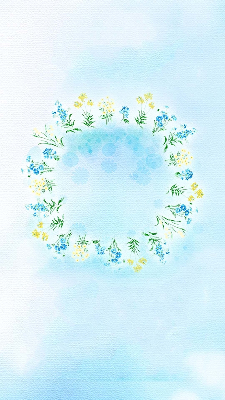 蓝色花朵花环H5背景