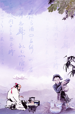 中国风古典茶艺紫色背景素材