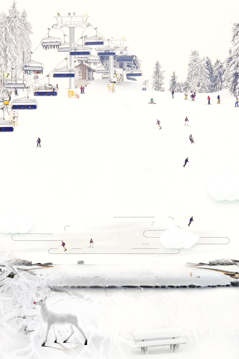 清新冬季滑雪运动PSD素材