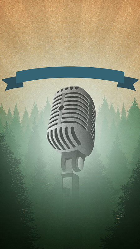 复古麦克风唱歌渐变简约背景