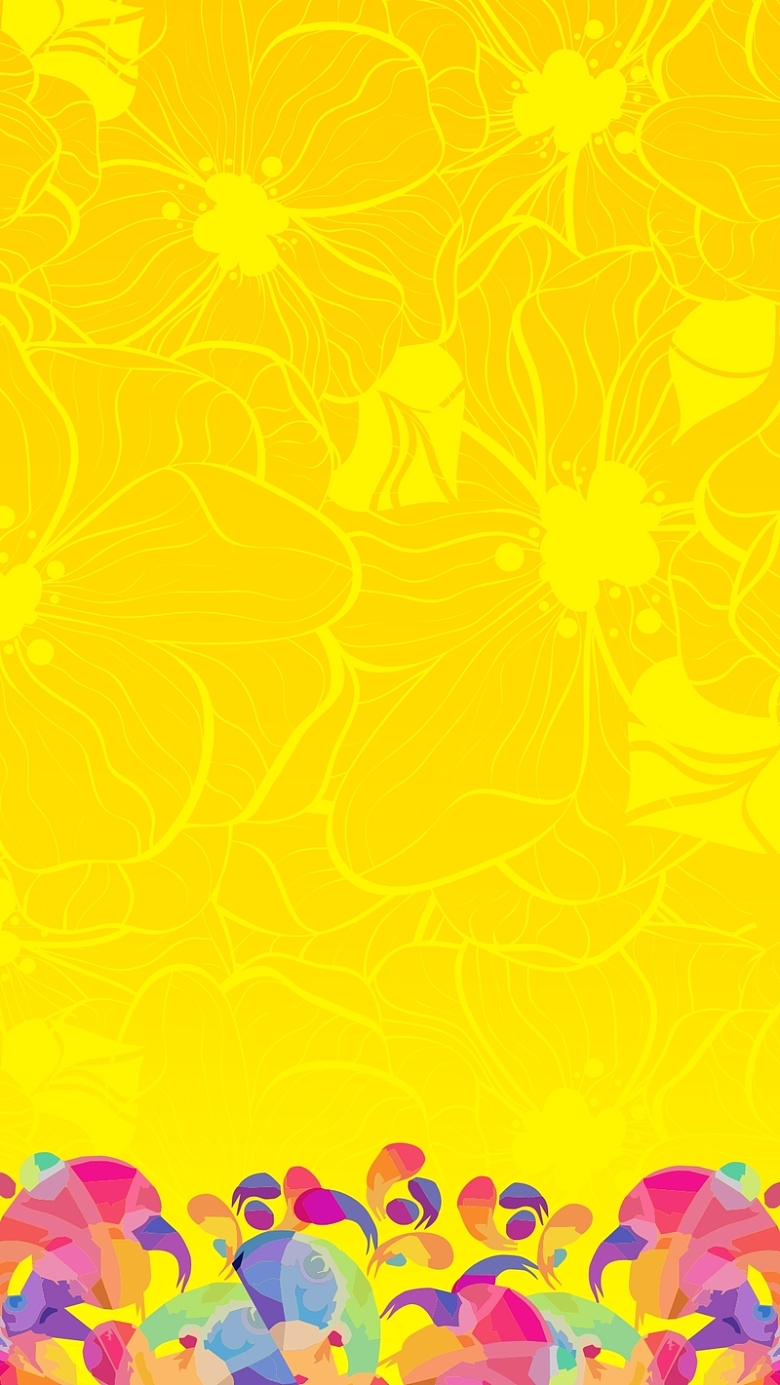 简约黄色花纹矢量H5背景素材