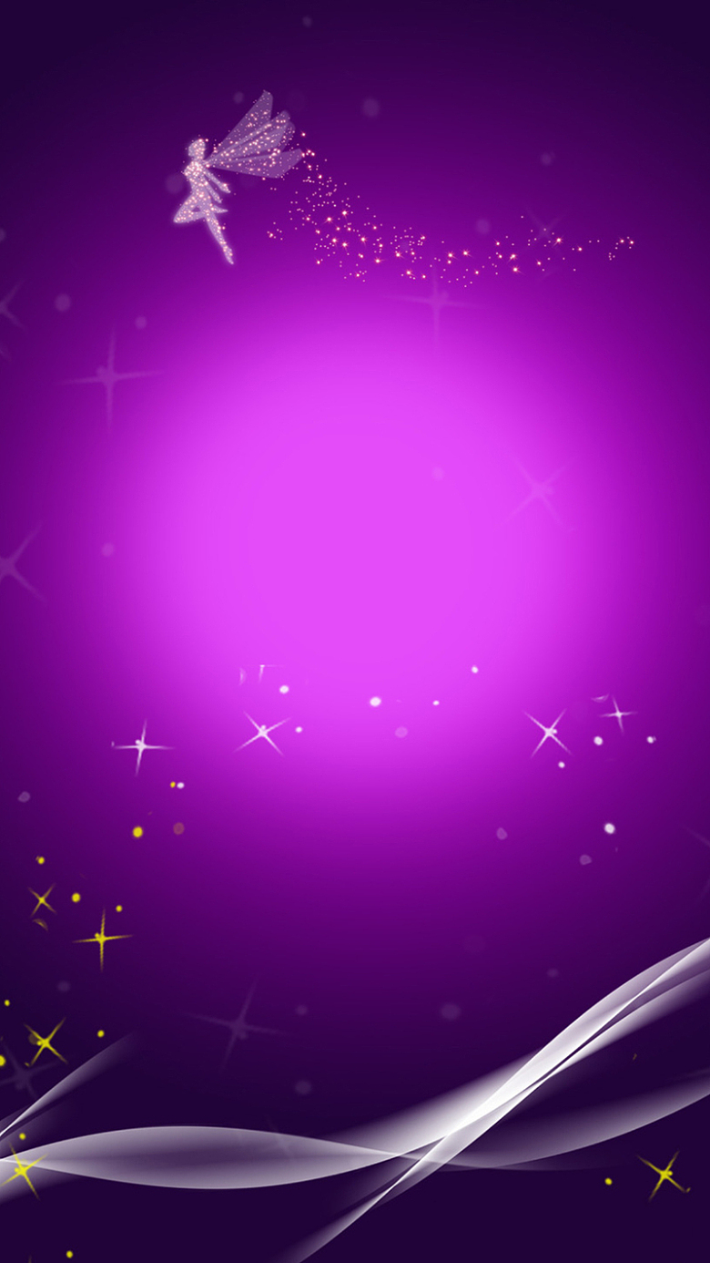 白色精灵线条金色星光H5紫色背景