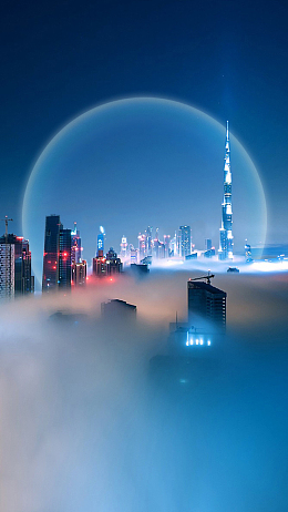 蓝色夜晚城市手机端H5背景