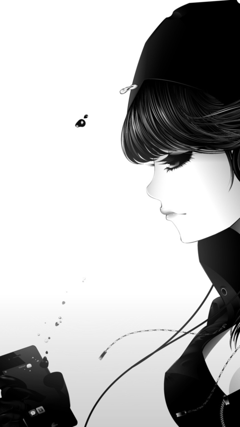 黑白忧郁女孩h5背景图