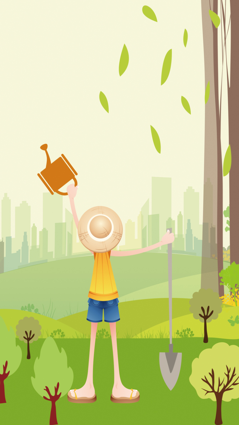 植树节绿色清新h5海报背景psd分层下载免抠素材免费下载_觅元素51yuan