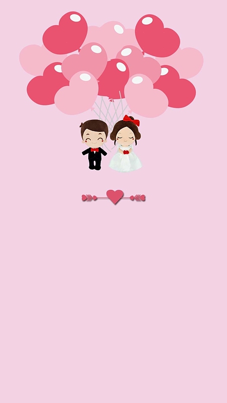 粉色浪漫气球结婚psd分层h5背景素材