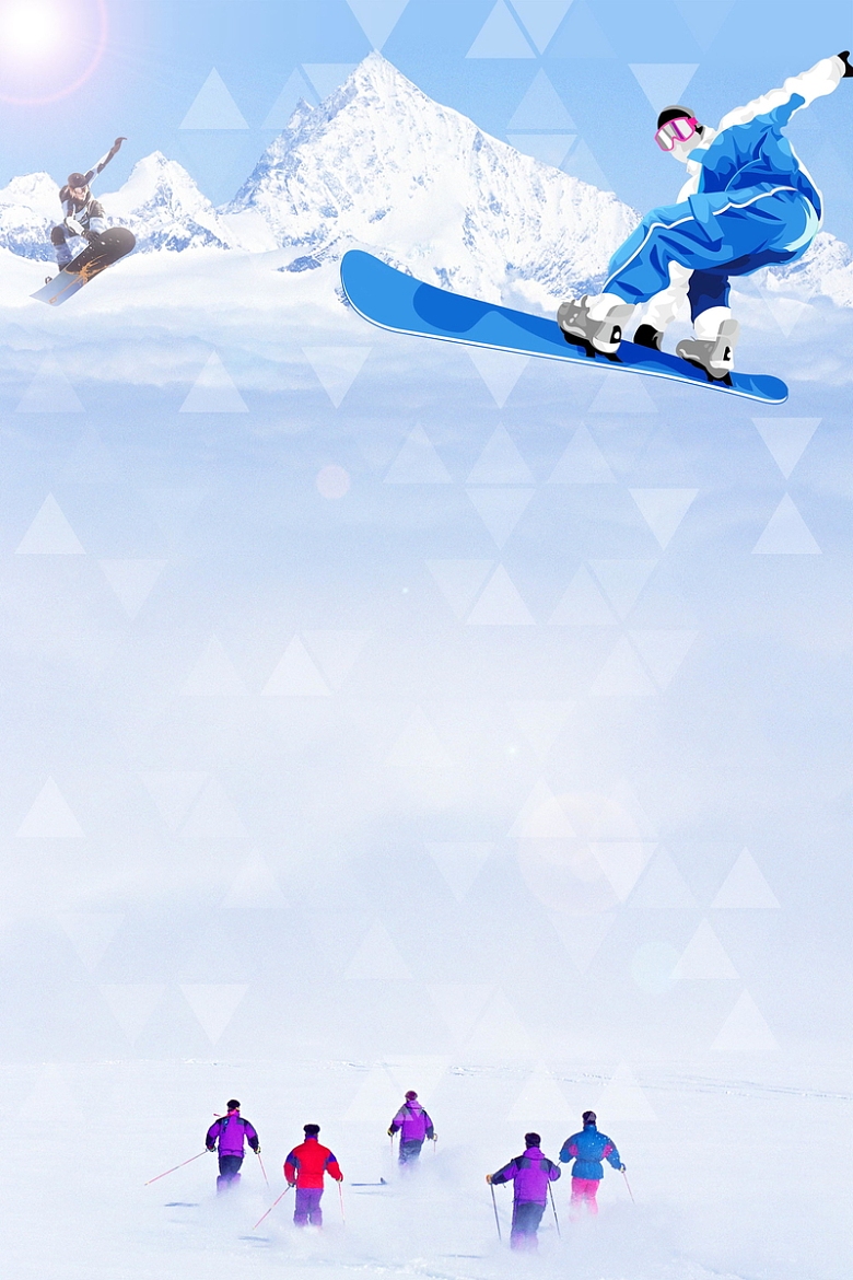 清新冬季滑雪运动背景
