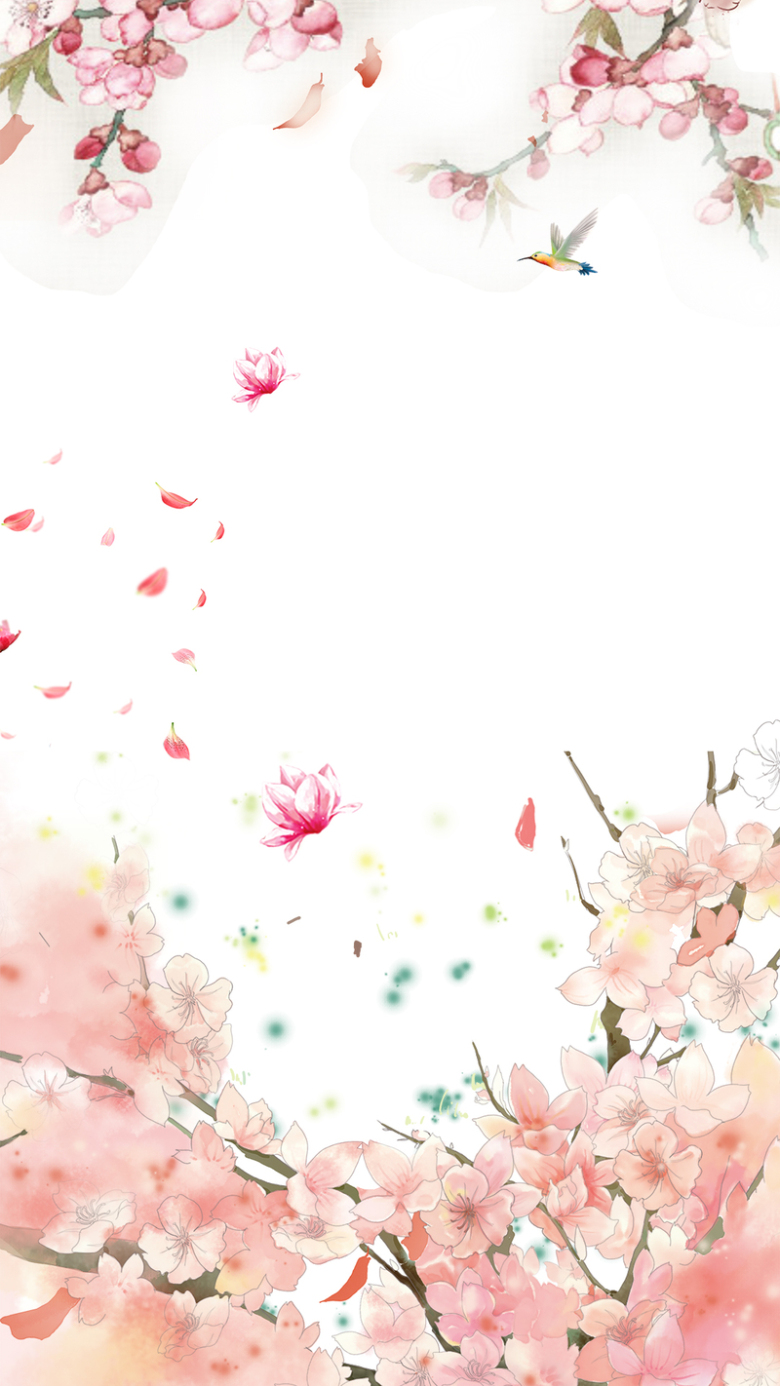 温暖粉色桃花节h5海报背景psd分层下载