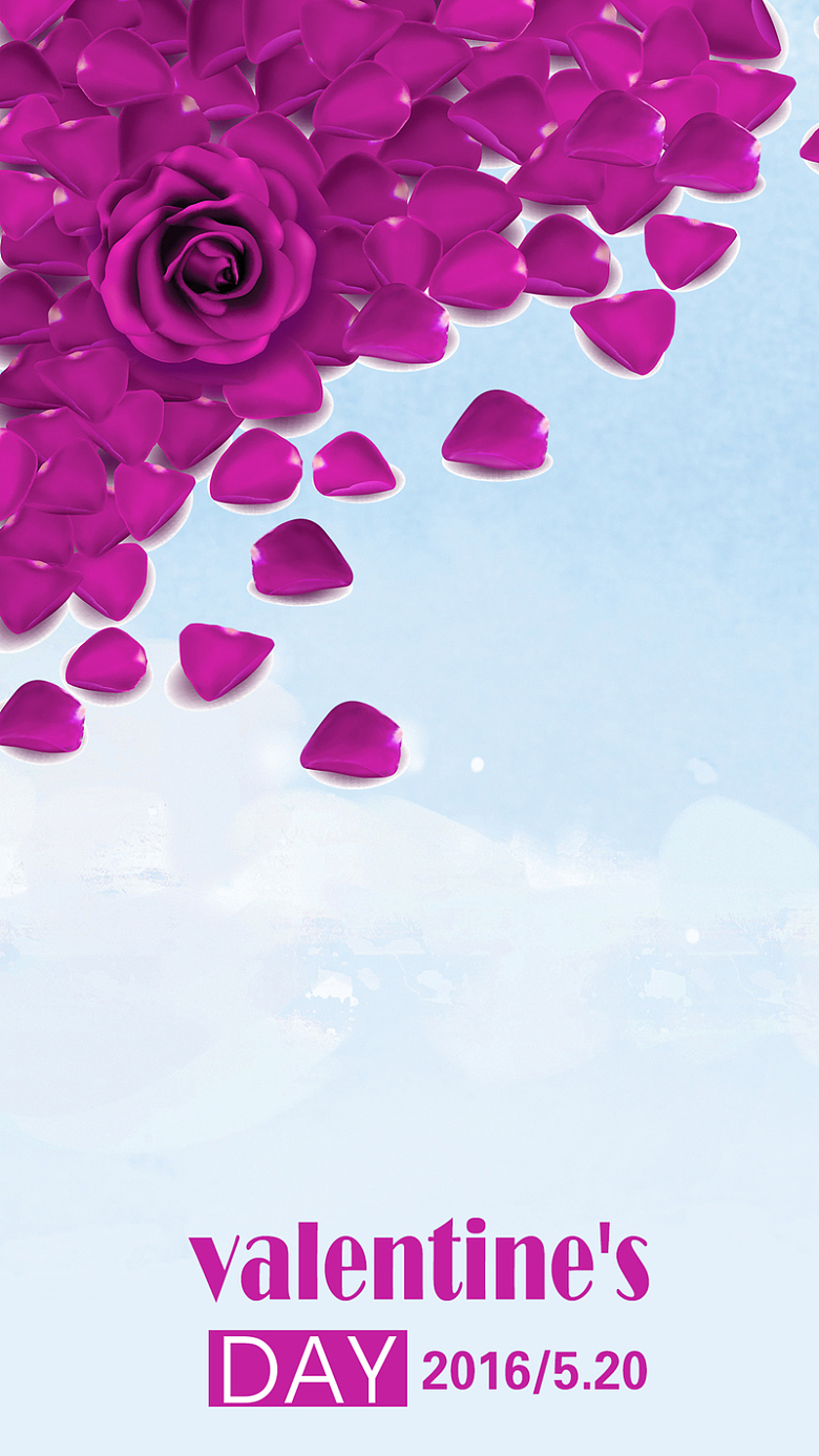 紫色花瓣情人节背景
