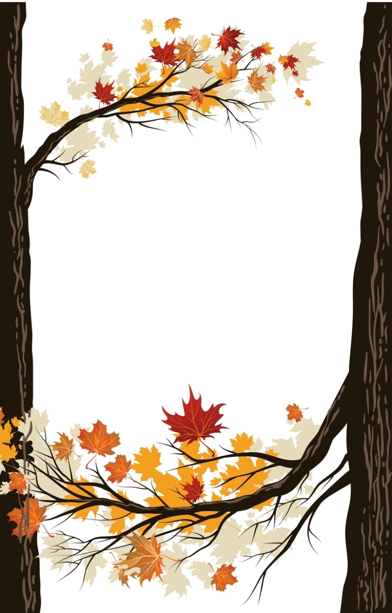 两棵树之间的黄叶背景素材