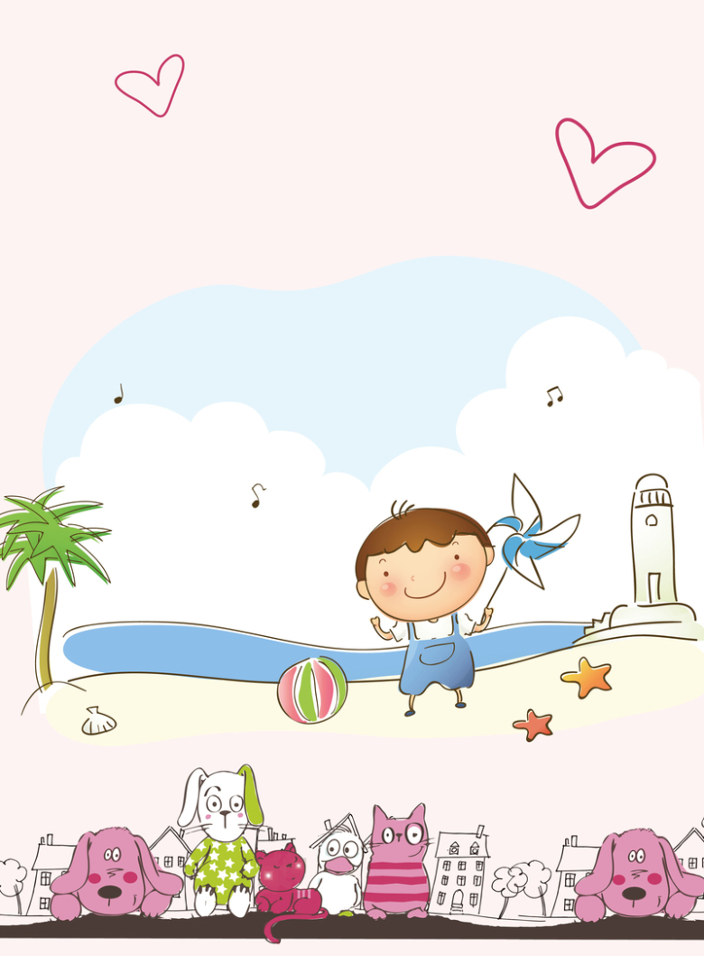 儿童小狗海边海报背景素材