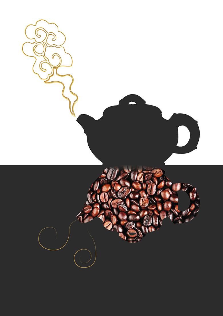 咖啡和茶的沟通海报背景素材