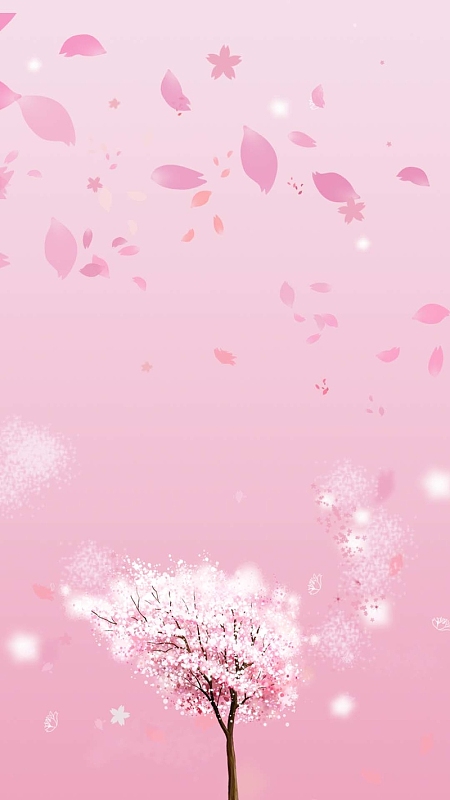 粉色浪漫花瓣樱花psd分层h5背景素材