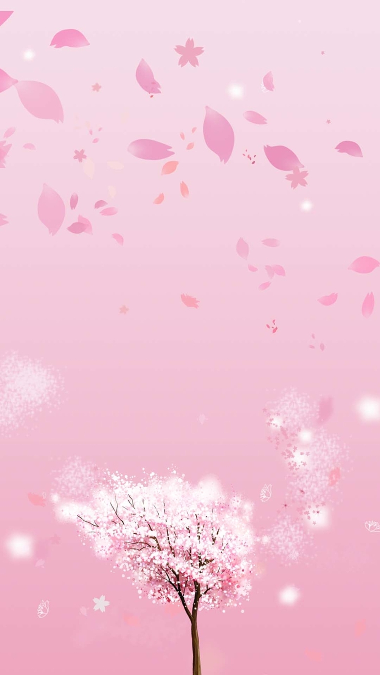 粉色浪漫花瓣樱花PSD分层H5背景素材
