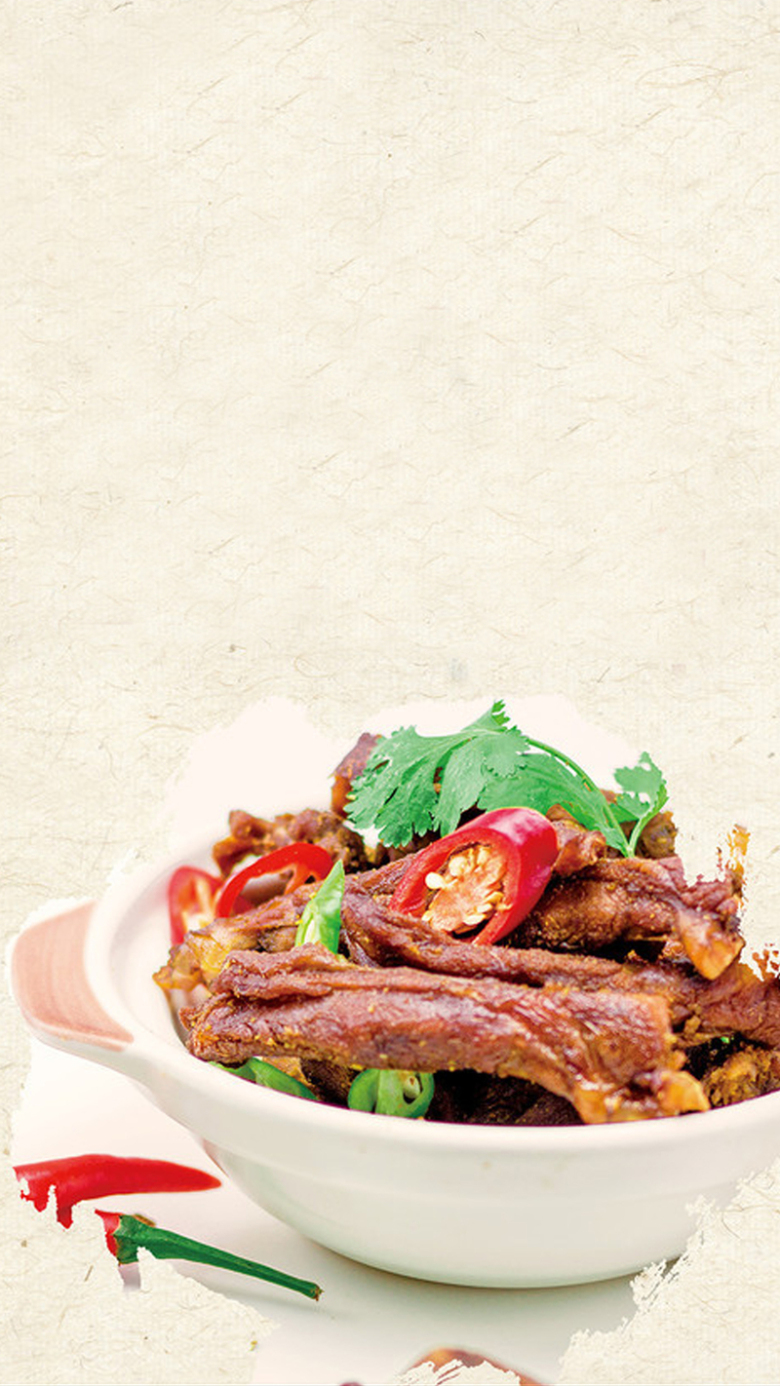 简约传统美食排骨手机端h5背景素材免抠素材免费下载_觅元素51yuansu.