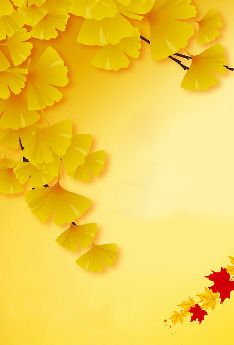 金色银杏树秋天海报背景