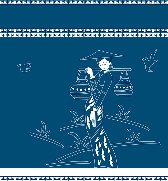 简笔画采茶女背景图