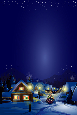 圣诞夜雪景圣诞村海报背景素材