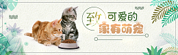 文艺清新手绘绿植宠物食品banner