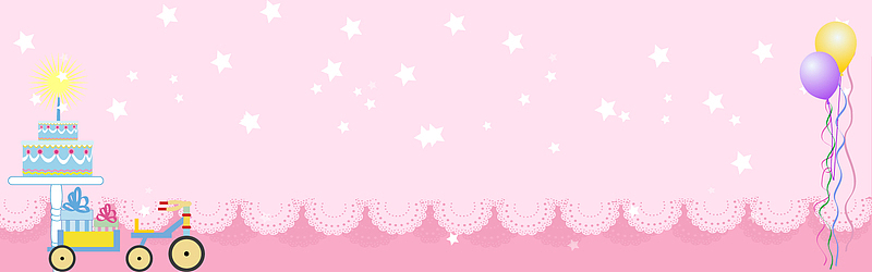 粉色清新卡通儿童生日促销banner