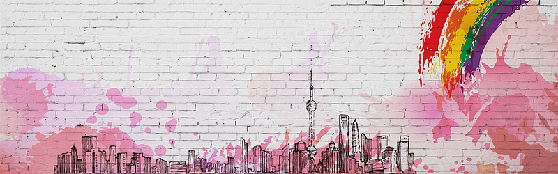 手绘涂鸦建筑Banner海报背景