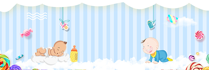 蓝色卡通糖果母婴生活馆促销banner