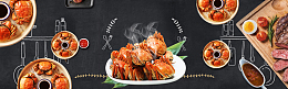 大闸蟹上市简约黑色手绘banner