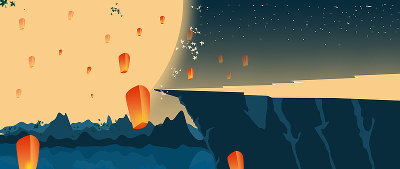 中元节祈祷手绘背景