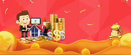 金融互联网金币卡通红色banner
