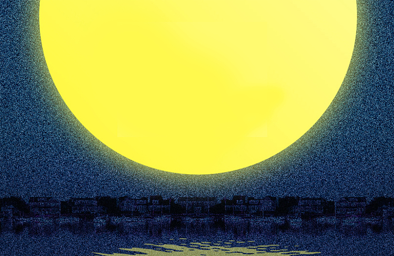 大气质感油画中秋节月亮