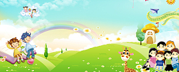 共建文明校园卡通和谐彩虹banner