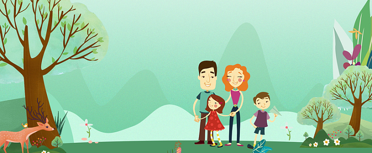 亲子户外春季出游手绘背景