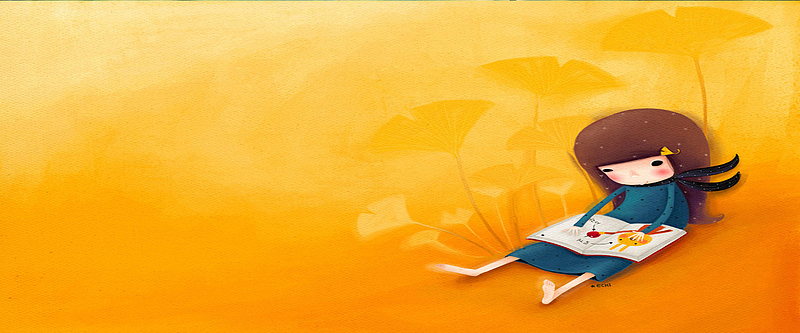 手绘小女孩背景